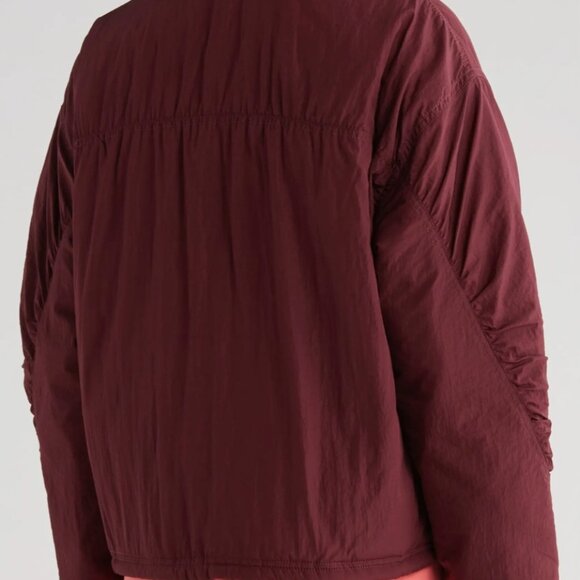 Free People FP Movement Sz Medium Off The Bleachers Coaches Jacket Wine NWT $148 - Picture 3 of 16